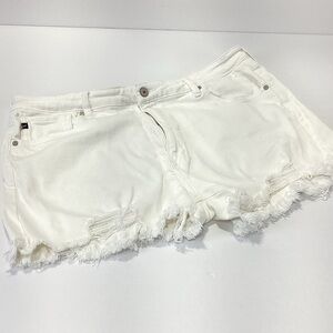 Kancan Women's White Distressed Cut Off Shorts Plus Size 33